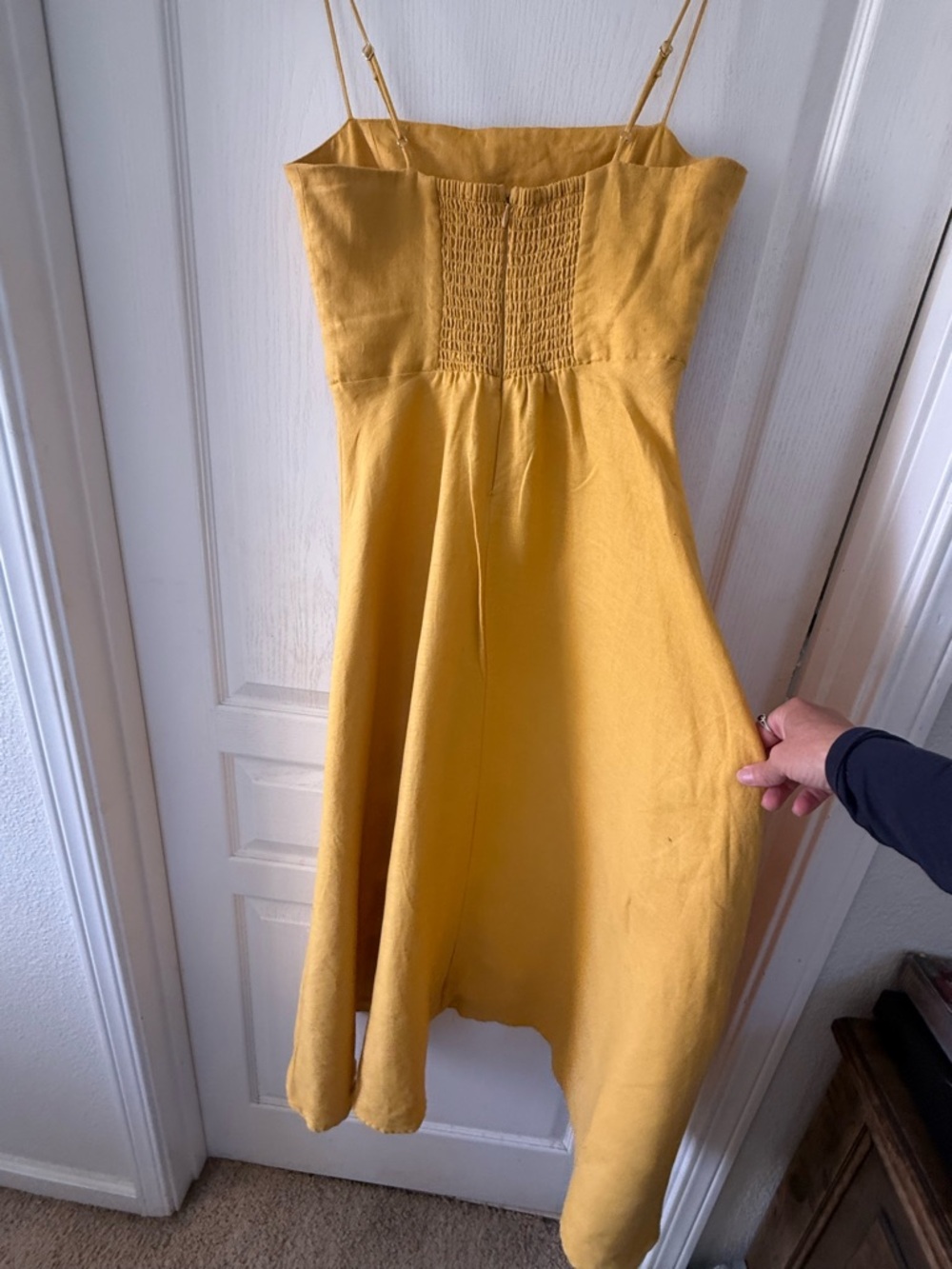 Reformation Monette Linen Dress Yellow - Size 6 - Picture 5 of 7